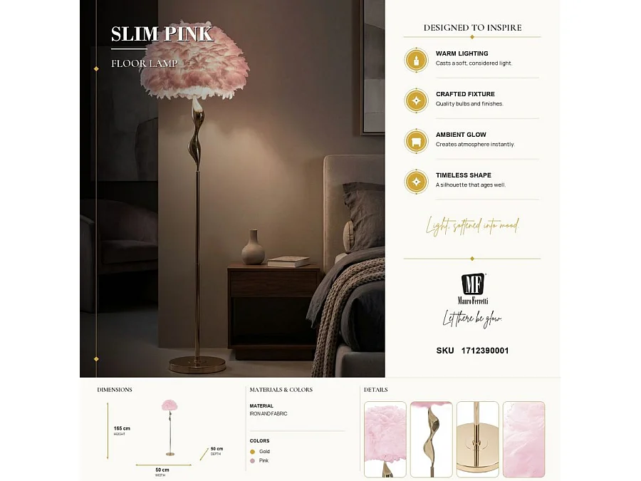 LÂMPADA DE PISO SLIM ROSA CM Ø 50X165