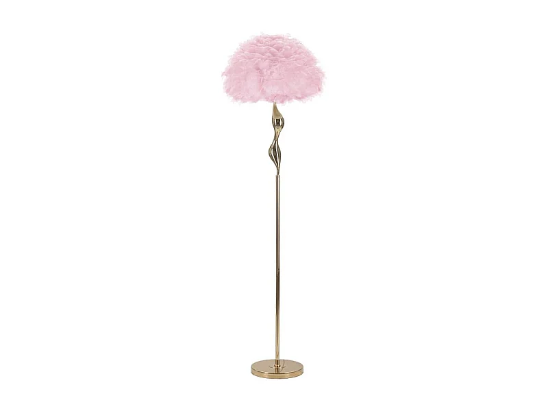 Lampadaire Imitation Plume "Slim" 165cm Or & Rose