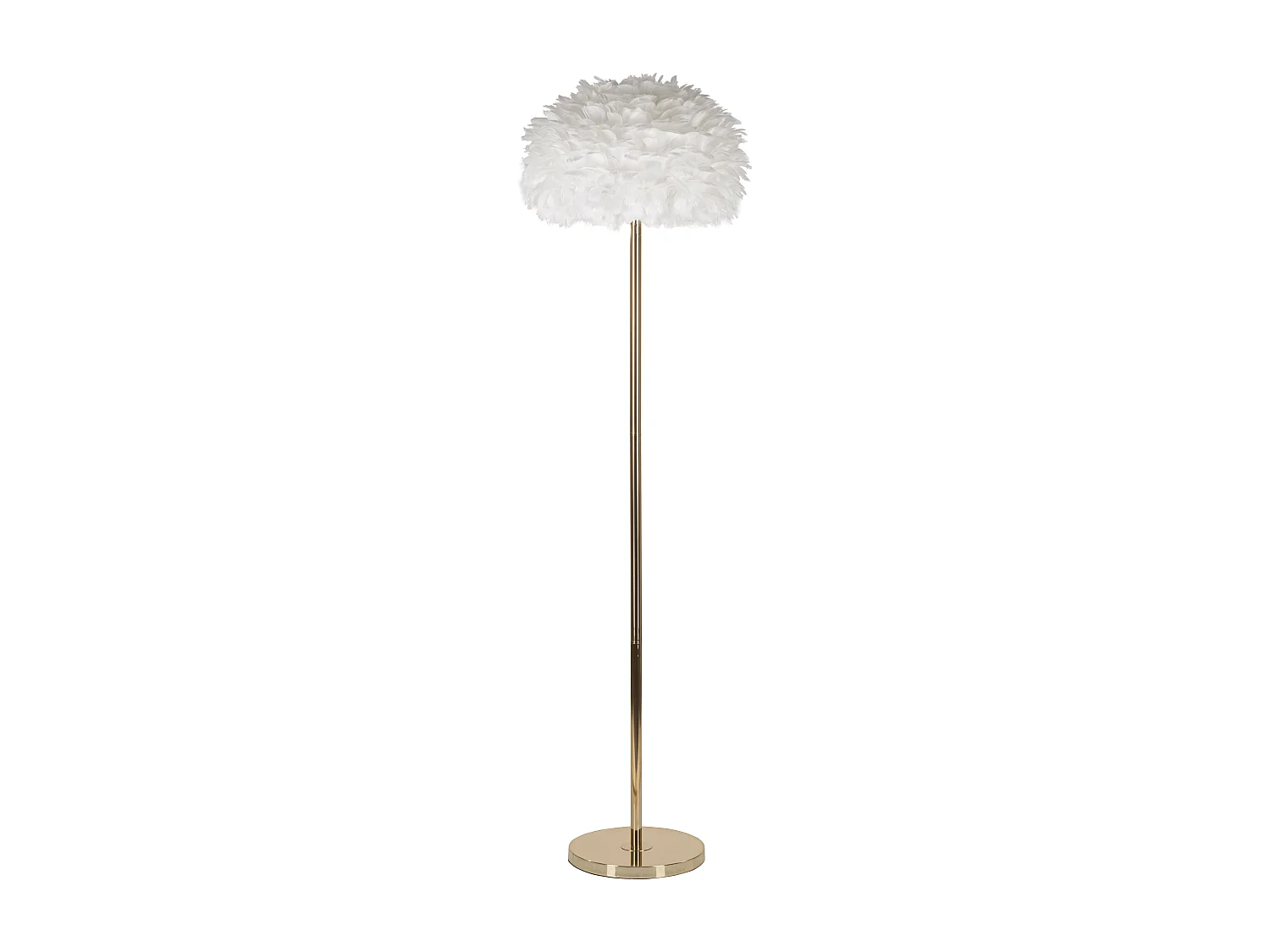 Lampadaire Imitation Plume "Slim" 170cm Or & Blanc