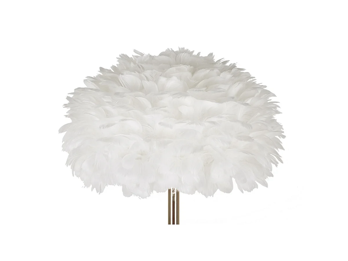 Lampadaire Imitation Plume "Slim" 170cm Or & Blanc