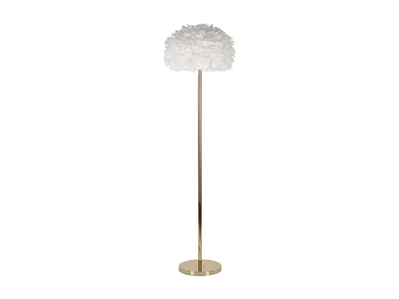 Lampadaire Imitation Plume "Slim" 170cm Or & Blanc
