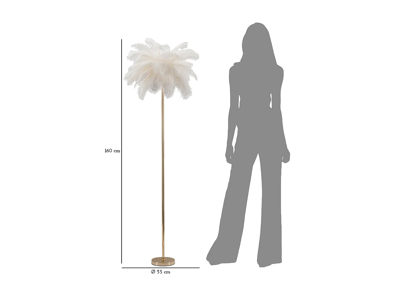 WEISSE PALMENSTEHLEUCHTE CM Ø 55X160