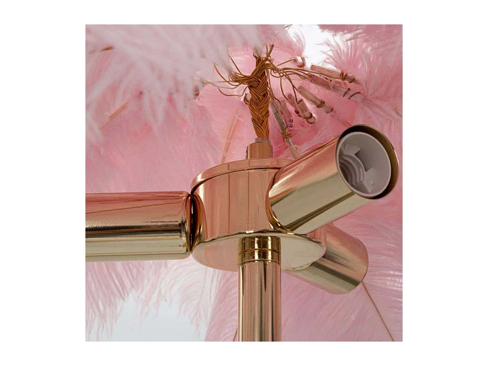 Lampadaire Imitation Plume "Palm" 160cm Or & Blanc