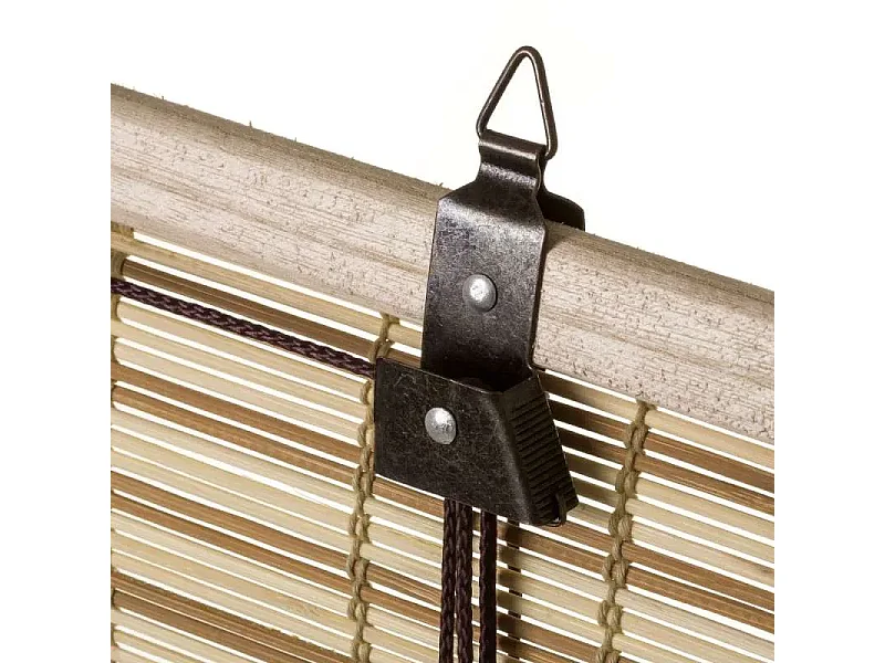 Store enrouleur retrousser en bambou coloris beige, store à rouleau aveugle, rideau occultant - Longueur 180 x Profondeur 90 x Hauteur 2.5 cm