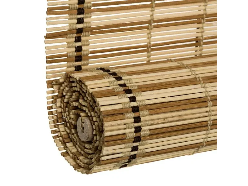 Store enrouleur retrousser en bambou coloris beige, store à rouleau aveugle, rideau occultant - Longueur 180 x Profondeur 90 x Hauteur 2.5 cm