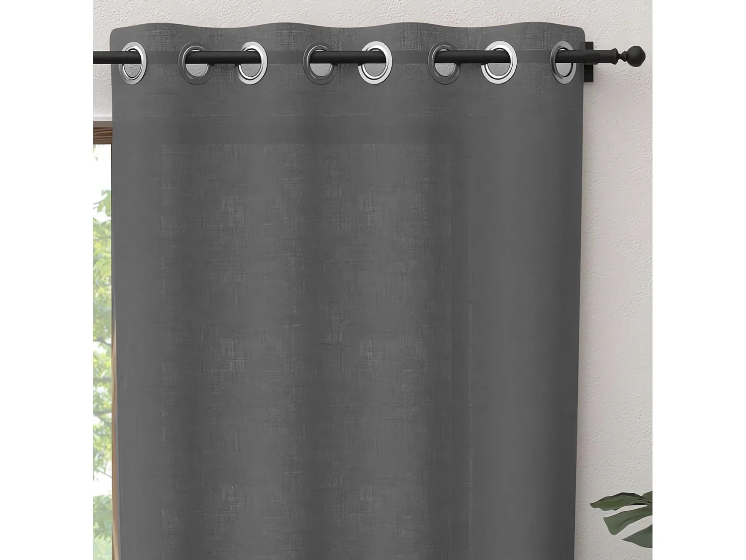 Cortina con ojales de puro algodón 135x250 cm PANAMA gris, por Soleil d'Ocre