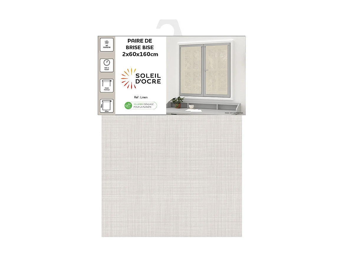 Paire de brise bise lin 60x160 cm LINEN naturel, par Soleil d'Ocre