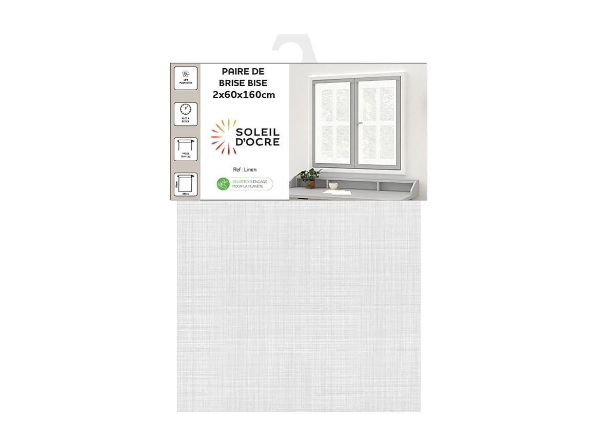 Par de visillos lino 60x160 cm LINEN blanco, por Soleil d'Ocre