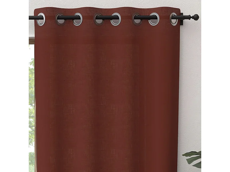 Cortina con ojales de puro algodón 135x300 cm PANAMA ladrillo, de Soleil d'Ocre