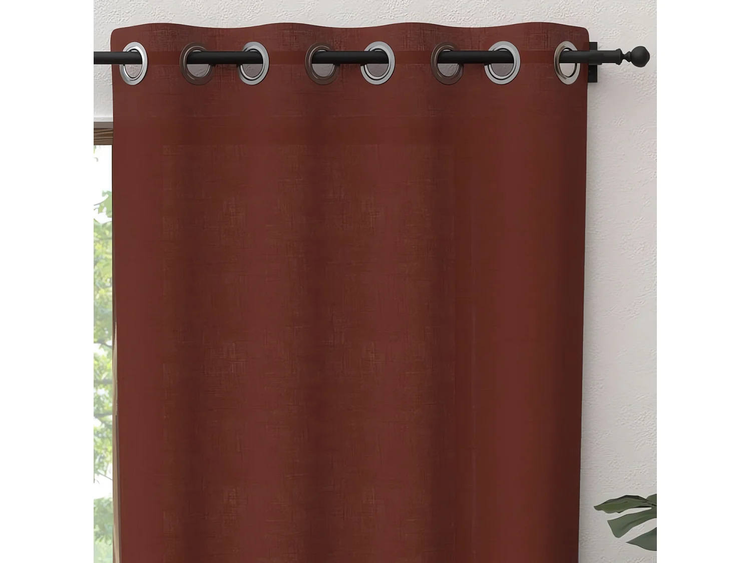 Cortina con ojales de puro algodón 135x300 cm PANAMA ladrillo, de Soleil d'Ocre