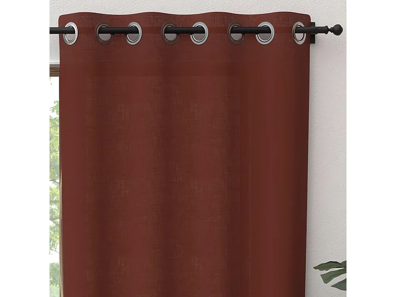 Cortina con ojales de puro algodón 135x300 cm PANAMA ladrillo, por Soleil d'Ocre