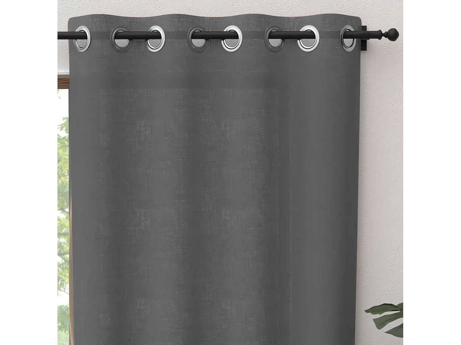 Cortina con ojales de puro algodón 135x300 cm PANAMA gris, de Soleil d'Ocre