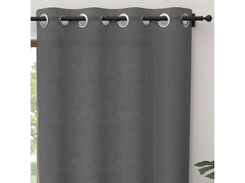 Rideau à oeillets pur coton 135x300 cm PANAMA gris, par Soleil d'Ocre