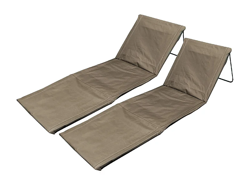 Lot de 2 matelas de plage pliant, cale dos d'extérieur , tapis de plage coloris taupe - Longueur 170 x Profondeur 54 x Hauteur 35 cm