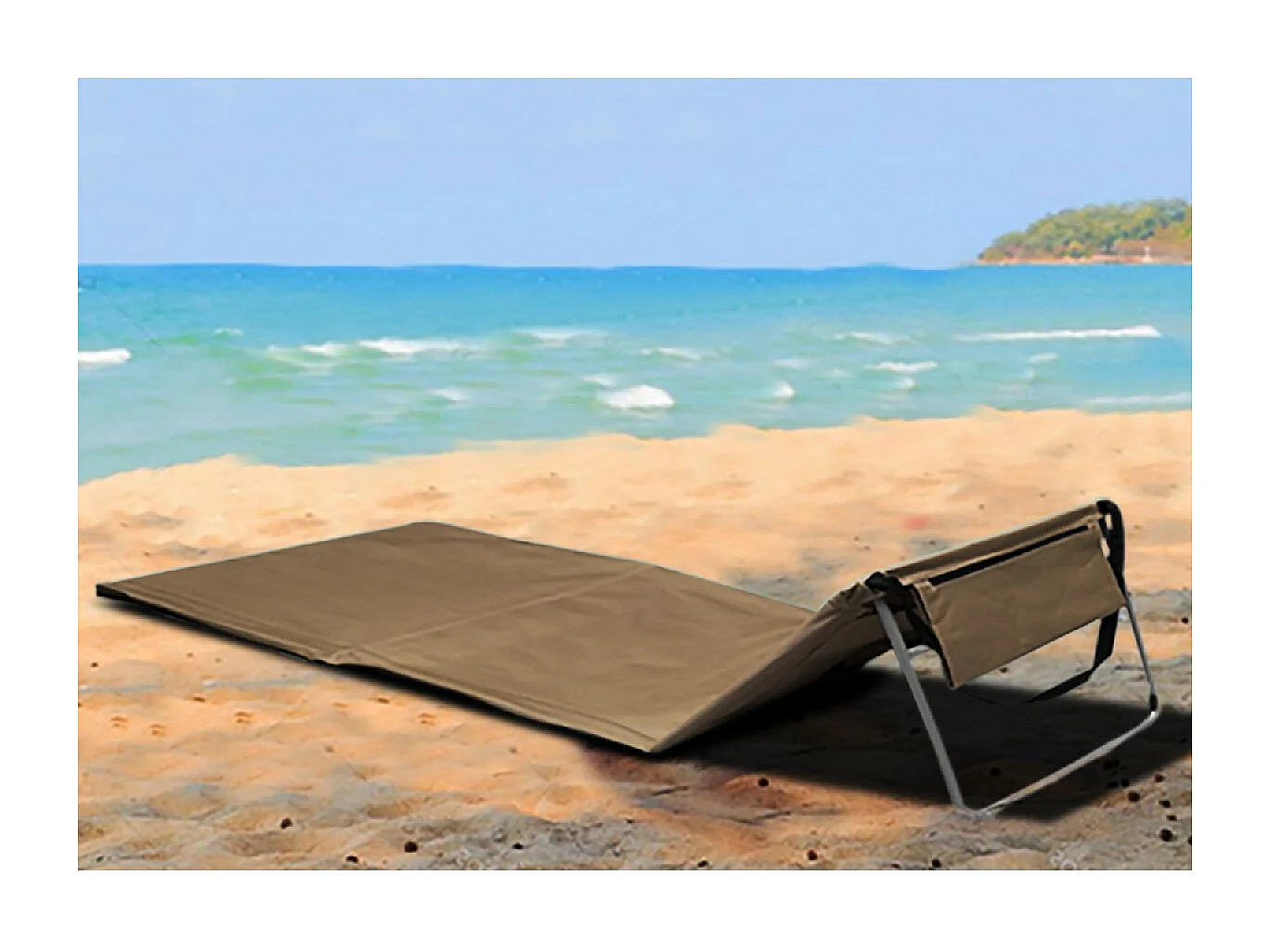 Lot de 2 matelas de plage pliant, cale dos d'extérieur , tapis de plage coloris taupe - Longueur 170 x Profondeur 54 x Hauteur 35 cm