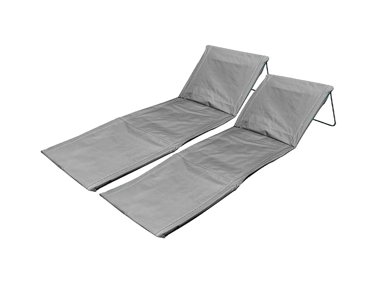 Lot de 2 matelas de plage pliant, cale dos d'extérieur , tapis de plage coloris gris - Longueur 170 x Profondeur 54 x Hauteur 35 cm