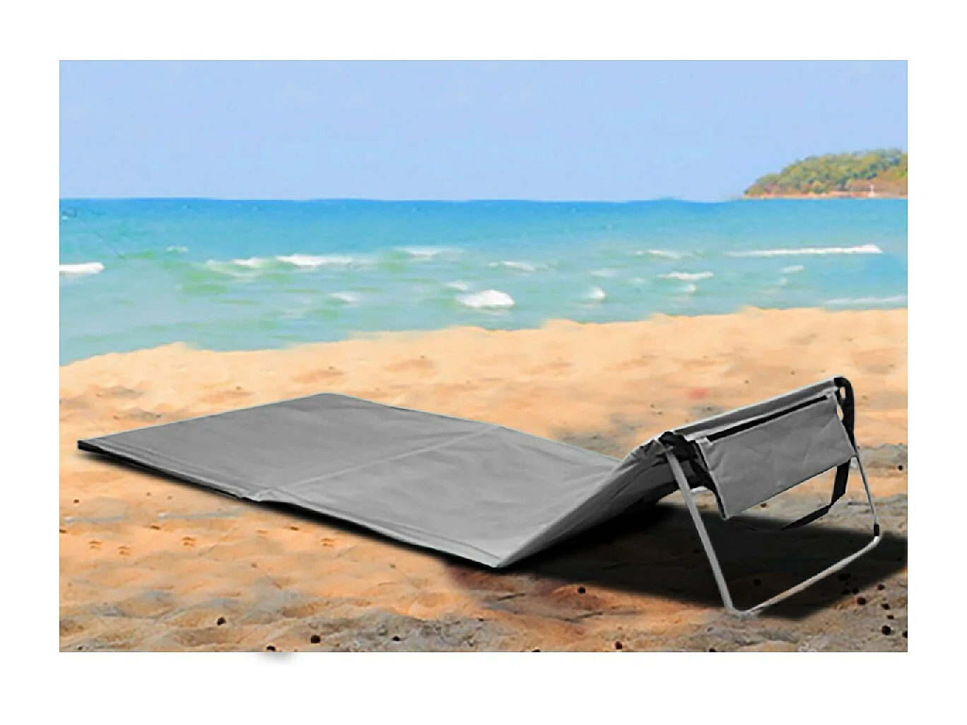 Lot de 2 matelas de plage pliant, cale dos d'extérieur , tapis de plage coloris gris - Longueur 170 x Profondeur 54 x Hauteur 35 cm