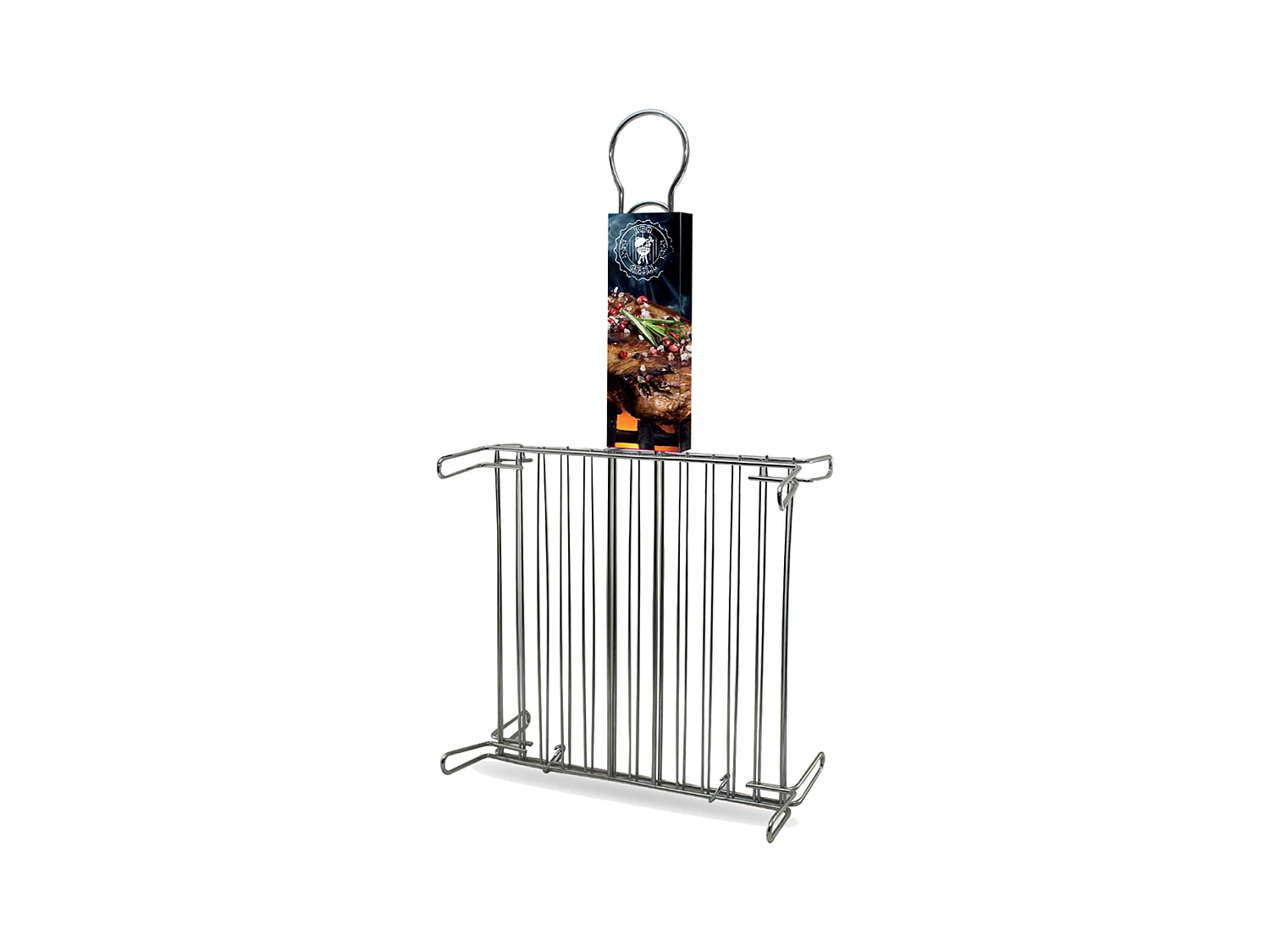 Grille double sur pieds pour barbecue en acier, grille de barbecue portable - Longueur 25 x Profondeur 25 cm