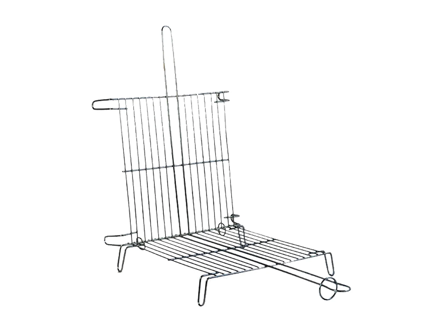 Grille double sur pieds pour barbecue en acier, grille de barbecue portable - Longueur 25 x Profondeur 25 cm