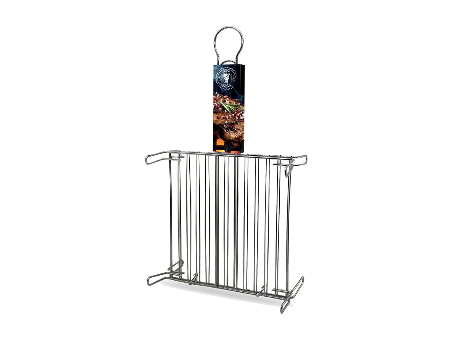 Grille double sur pieds pour barbecue en acier, grille de barbecue portable - Longueur 30 x Profondeur 30 cm