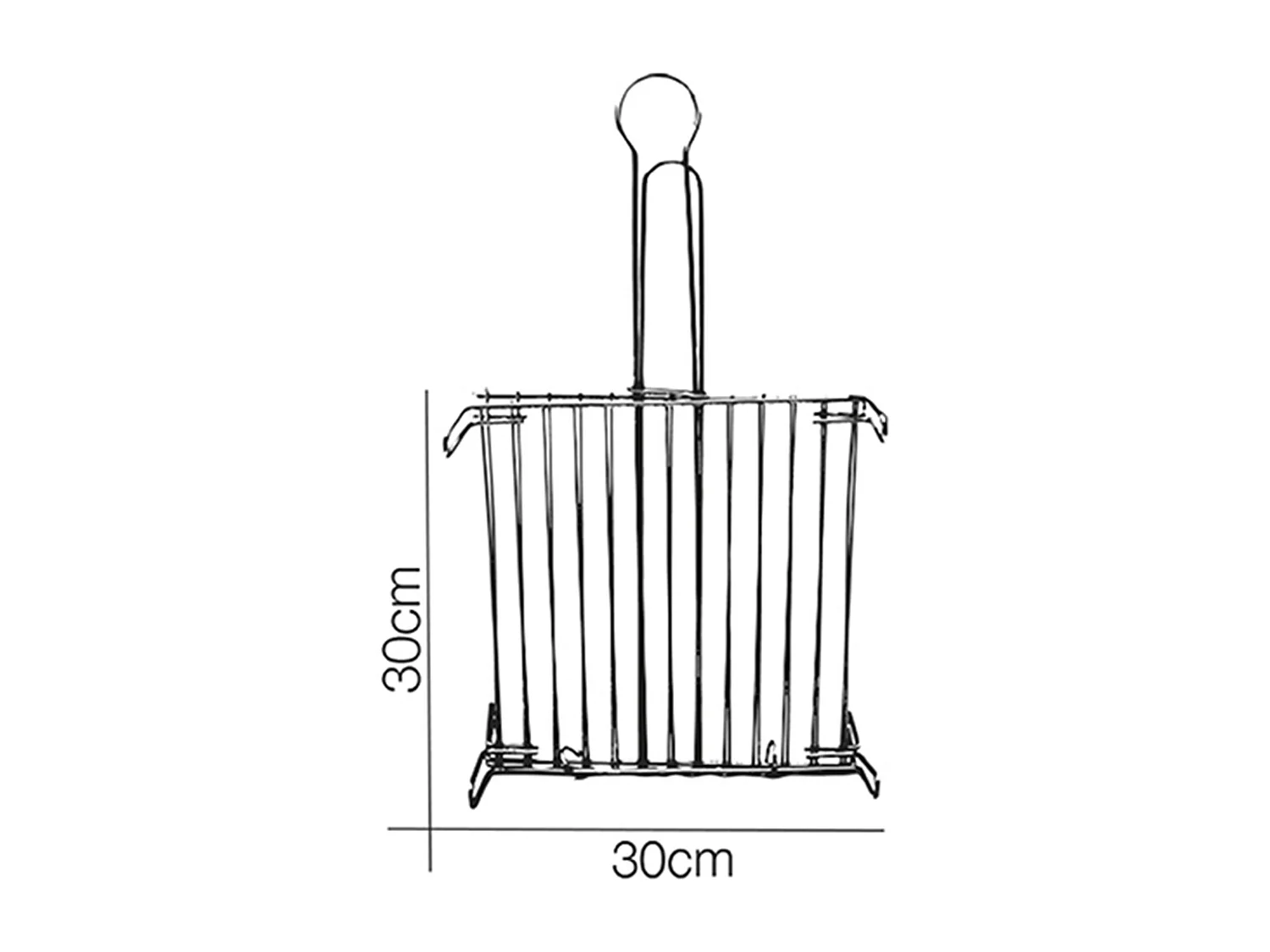 Grille double sur pieds pour barbecue en acier, grille de barbecue portable - Longueur 30 x Profondeur 30 cm