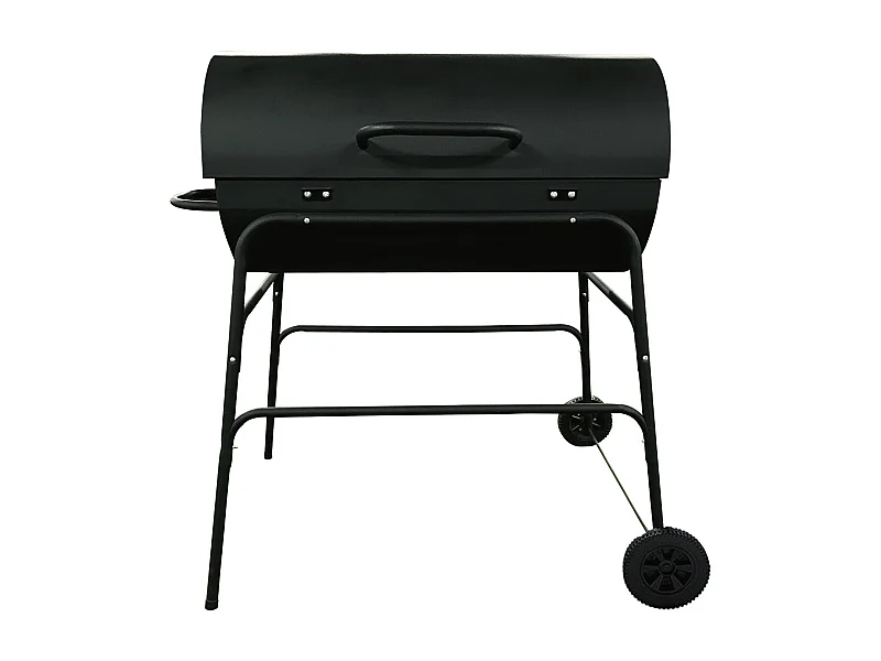 Barbecue de jardin au charbon de bois sur roulettes avec couvercle et grille en acier - Longueur 100 x Profondeur 68 x Hauteur 97 cm