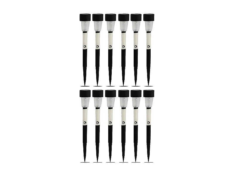 Lot de 12 lampe LED de jardin, borne solaire, éclairage solaire d'extérieur - Diamètre 4.5 x Hauteur 34.5 cm