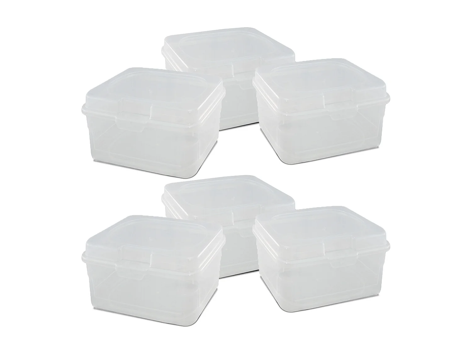 Lot de 6 boîte de conservation carrée avec couvercle, récipient alimentaire, capacité 2.1 L - Longueur 19.5 x Profondeur 19.5 x Hauteur 11.5 cm