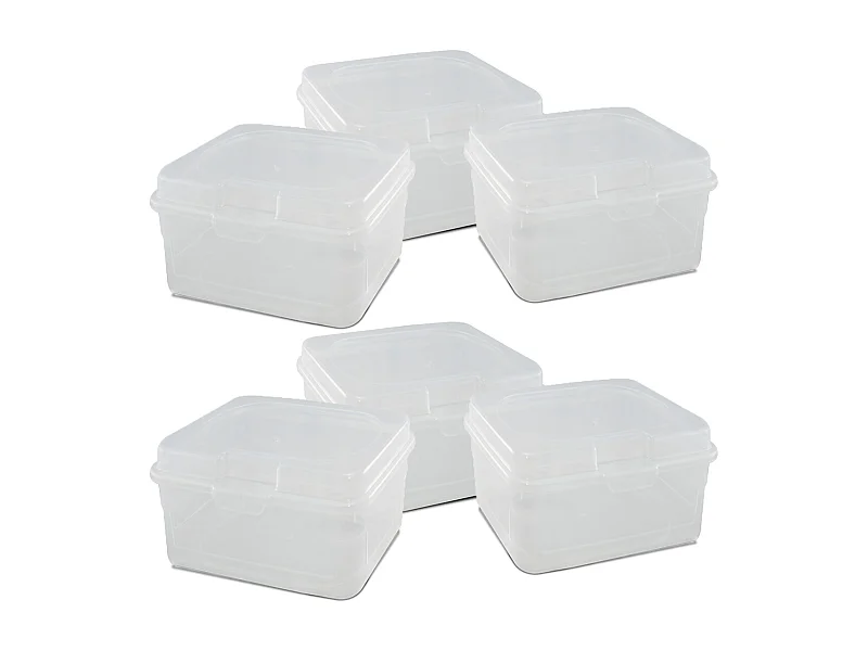 Lot de 6 boîte de conservation carrée avec couvercle, récipient alimentaire, capacité 2.1 L - Longueur 19.5 x Profondeur 19.5 x Hauteur 11.5 cm