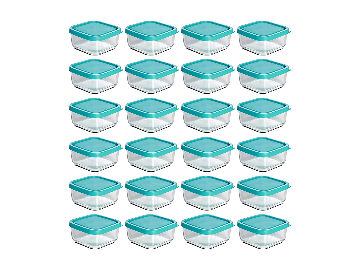 Lot de 24 boîte de conservation carrée avec couvercle hermétique, frigoverre en verre - Longueur 19 x Profondeur 19 x Hauteur 8 cm