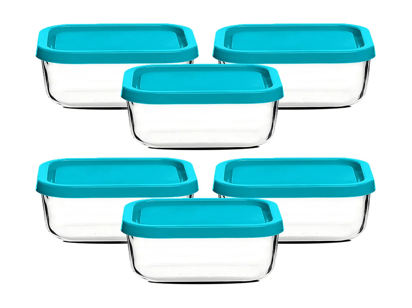 Lot de 6 boîte de conservation rectangulaire avec couvercle hermétique, frigoverre en verre - Longueur 10 x Profondeur 7 x Hauteur 5 cm