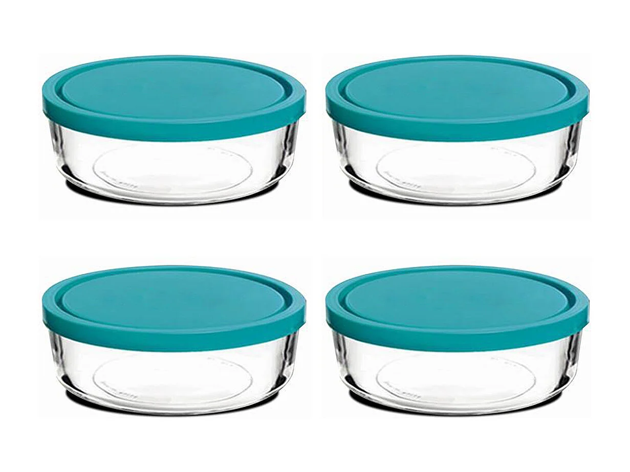 Lot de 4 boîtes de conservation avec couvercle hermétique frigoverre - Diamètre 23 x Hauteur 9.6 cm