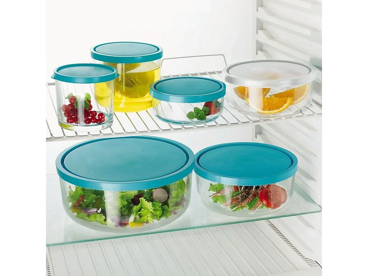 Lot de 4 boîtes de conservation avec couvercle hermétique frigoverre - Diamètre 23 x Hauteur 9.6 cm