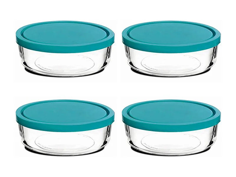 Lot de 4 boîtes de conservation avec couvercle hermétique frigoverre - Diamètre 23 x Hauteur 9.6 cm