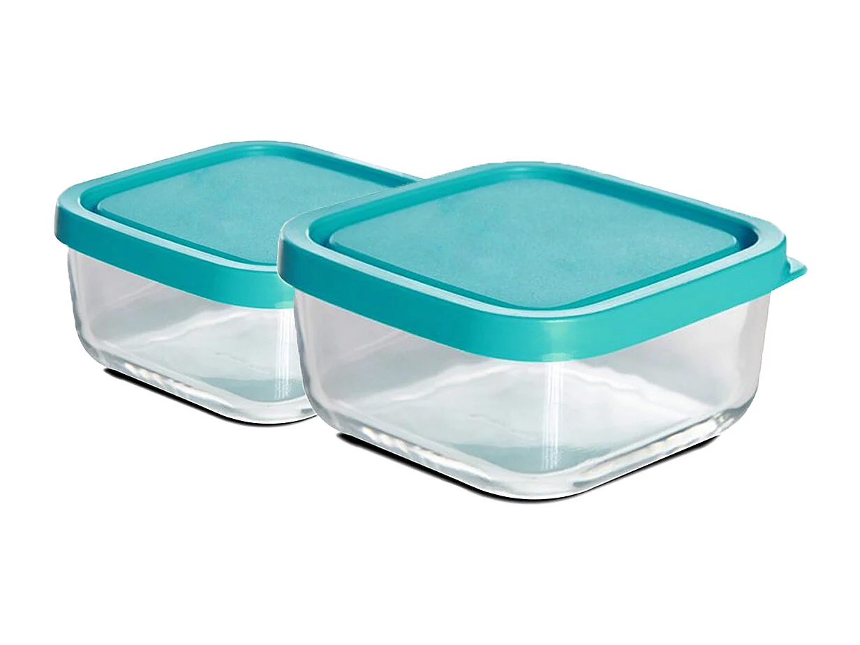 Lot de 2 boîtes de conservation avec couvercle hermétique frigoverre - Longueur 22 x Profondeur 22 x Hauteur 9.4 cm