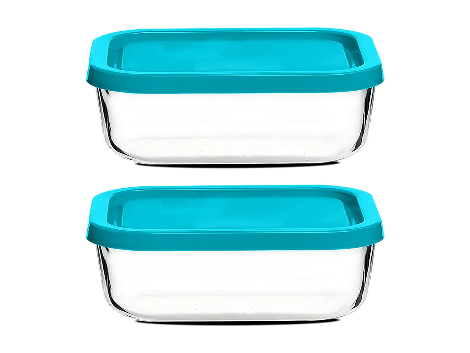 Lot de 2 boîte de conservation rectangulaire avec couvercle hermétique, frigoverre en verre - Longueur 21 x Profondeur 13 x Hauteur 8 cm