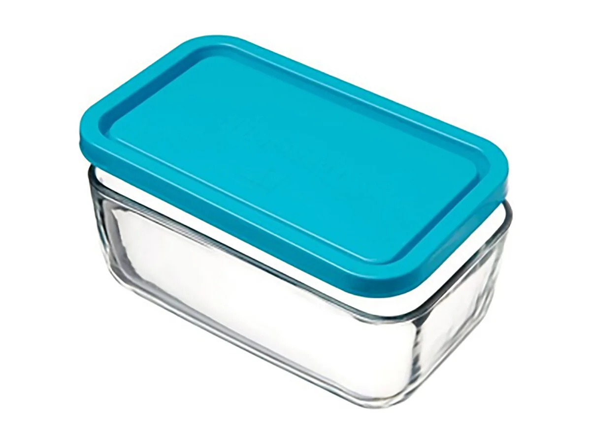 Lot de 2 boîte de conservation rectangulaire avec couvercle hermétique, frigoverre en verre - Longueur 21 x Profondeur 13 x Hauteur 8 cm