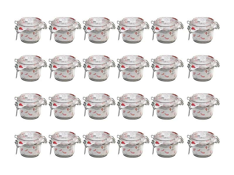 Lot de 24 bocaux hermétiques à bouchon mécanique, bocal pot de conservation, jarre en verre, capacité 12.5 cl - Diamètre 8.3 x Hauteur 7.1 cm