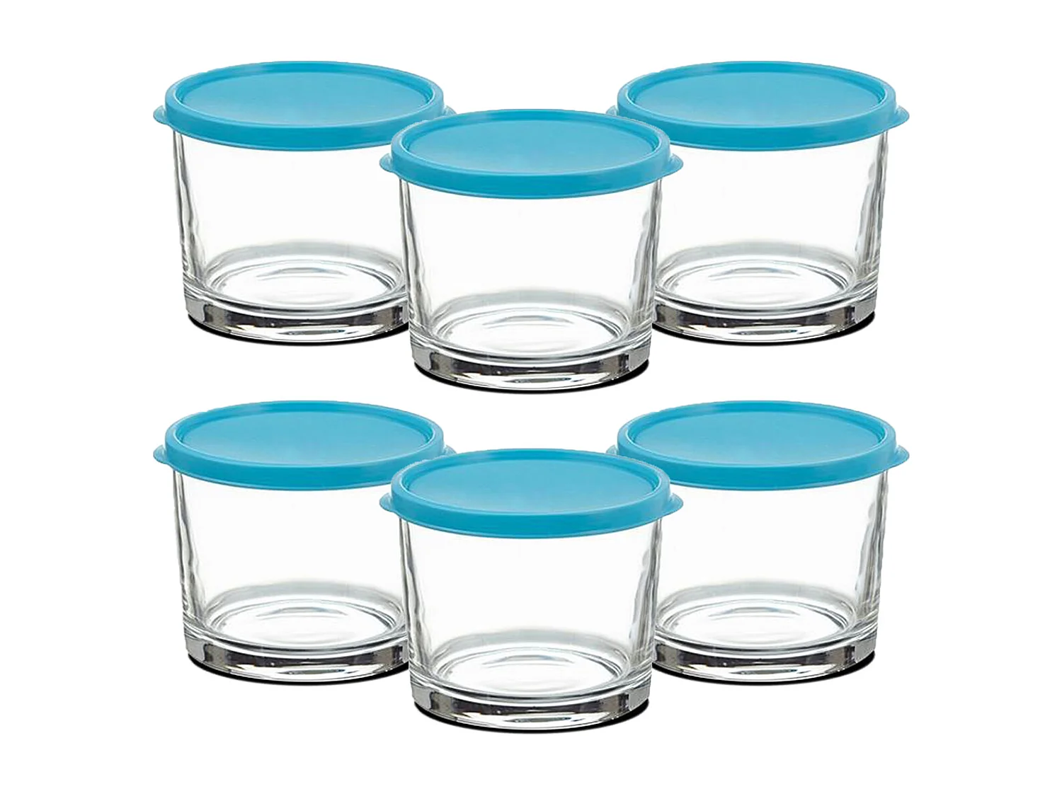 Lot de 6 boîte de conservation rond avec couvercle hermétique, frigoverre en verre - Diamètre 12 x Hauteur 9.9 cm