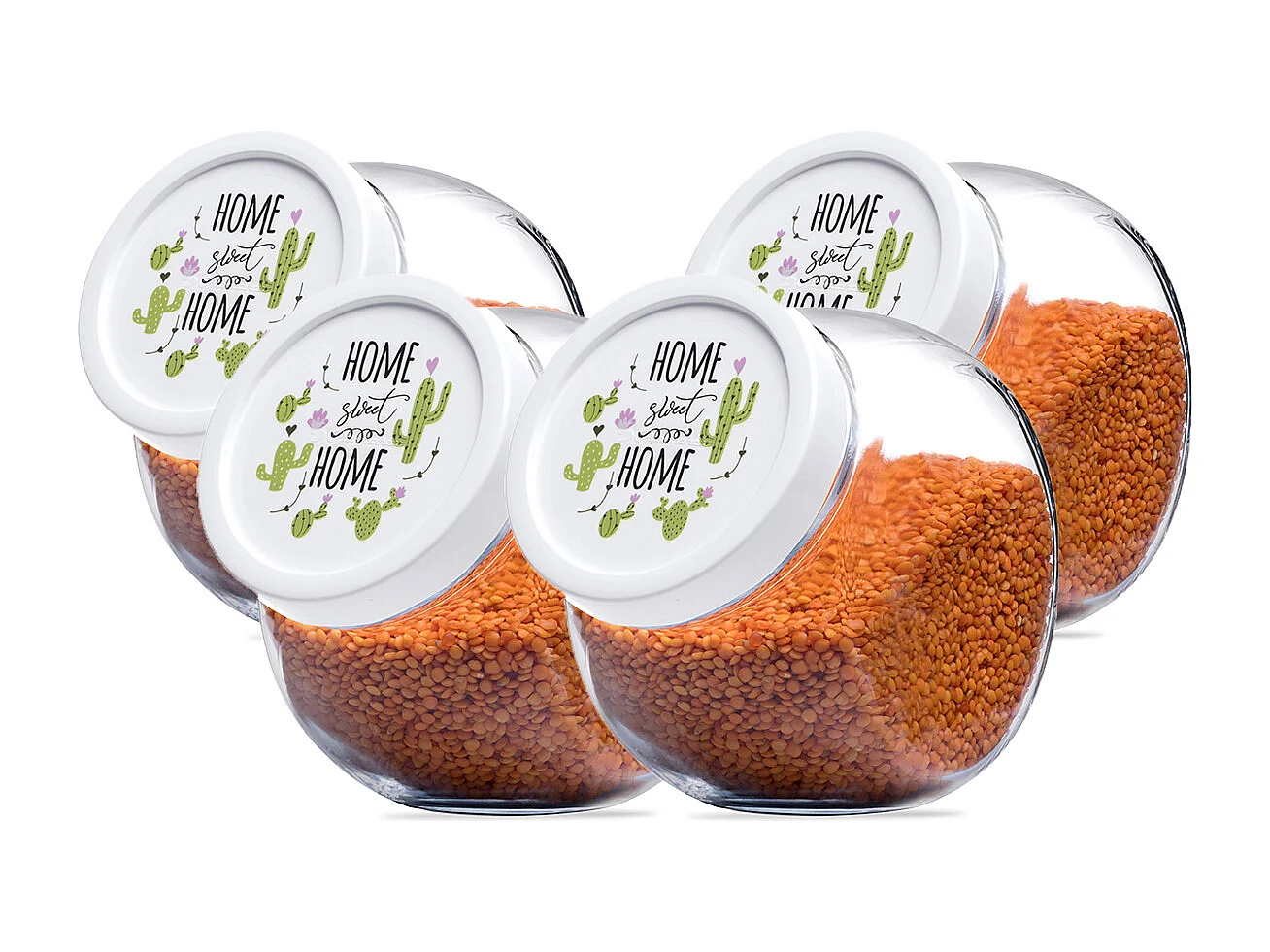 Lot de 4 bocals à bonbons bocal en verre avec couvercle pot de conservation - Diamètre 10.5 x Hauteur 16 cm