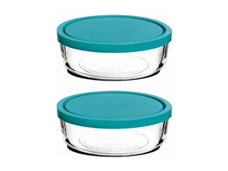 Lot de 2 boîtes de conservation avec couvercle hermétique frigoverre - Diamètre 23 x Hauteur 9.6 cm