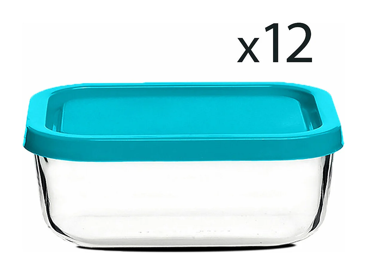 Lot de 12 boîte de conservation rectangulaire avec couvercle hermétique, frigoverre en verre - Longueur 10 x Profondeur 7 x Hauteur 5 cm