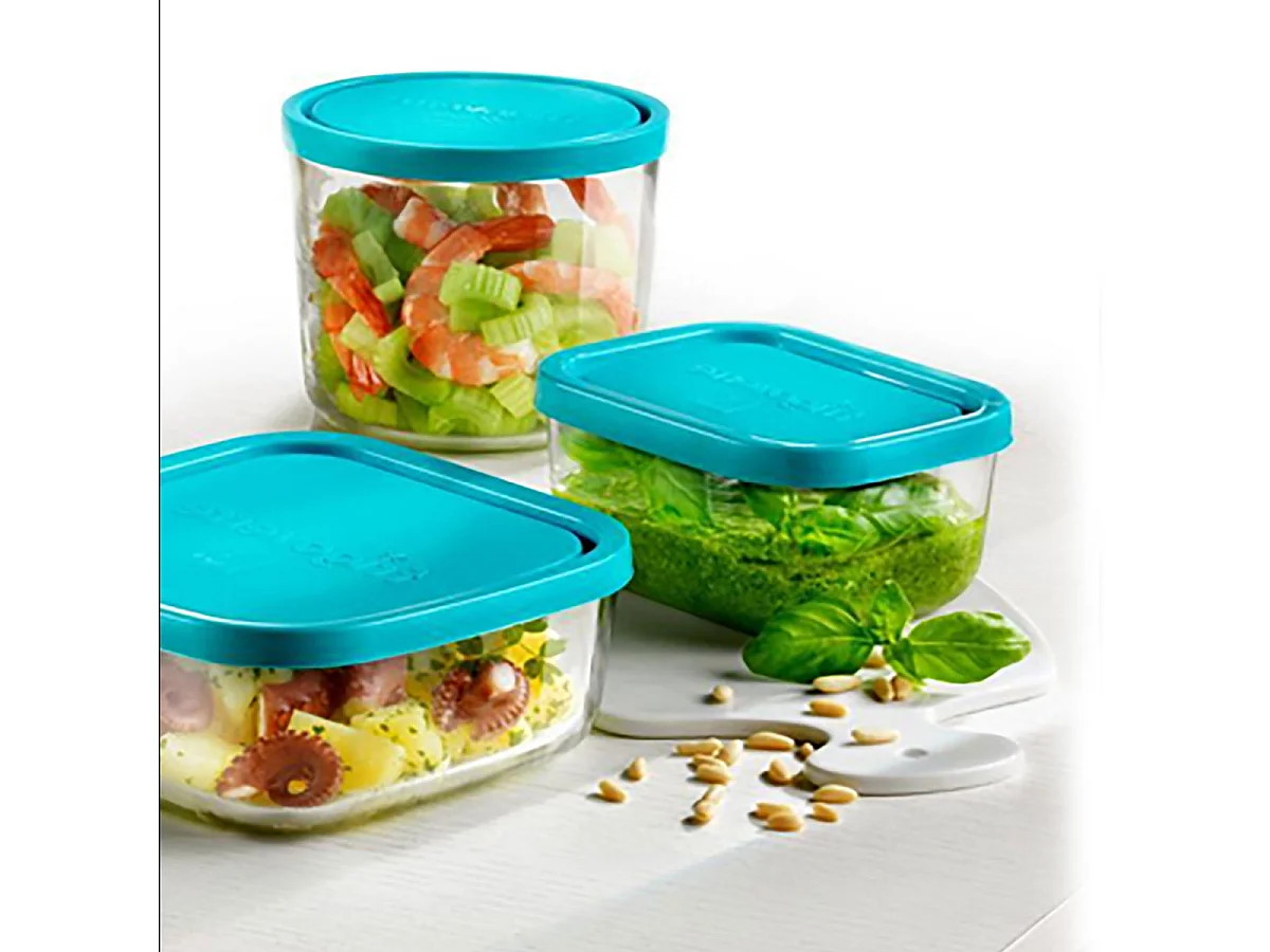 Lot de 12 boîte de conservation rectangulaire avec couvercle hermétique, frigoverre en verre - Longueur 10 x Profondeur 7 x Hauteur 5 cm