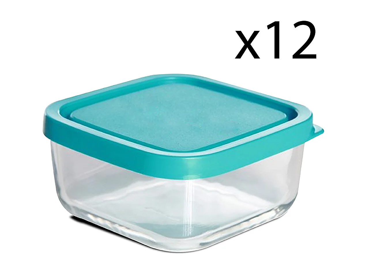 Lot de 12 boîte de conservation carré avec couvercle hermétique, frigoverre en verre - Longueur 10 x Profondeur 10 x Hauteur 5 cm