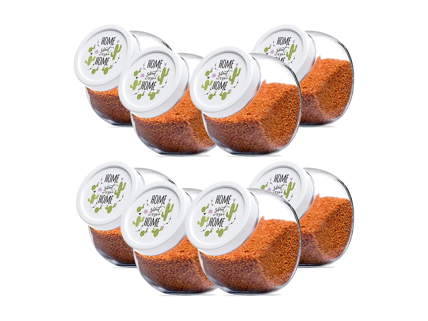 Lot de 8 bocals à bonbons bocal en verre avec couvercle pot de conservation -Diamètre 10.5 x Hauteur 16 cm