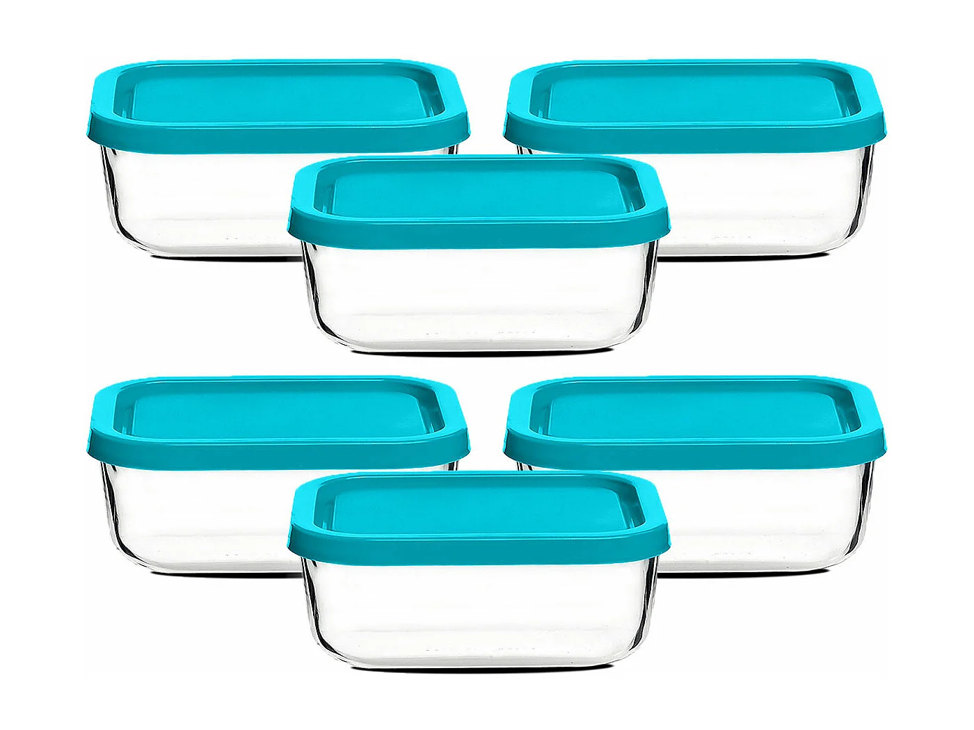 Lot de 12 boîte de conservation rectangulaire avec couvercle hermétique, frigoverre en verre - Longueur 13 x Profondeur 10 x Hauteur 6.6 cm