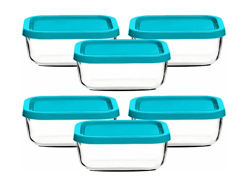 Lot de 12 boîte de conservation rectangulaire avec couvercle hermétique, frigoverre en verre - Longueur 13 x Profondeur 10 x Hauteur 6.6 cm