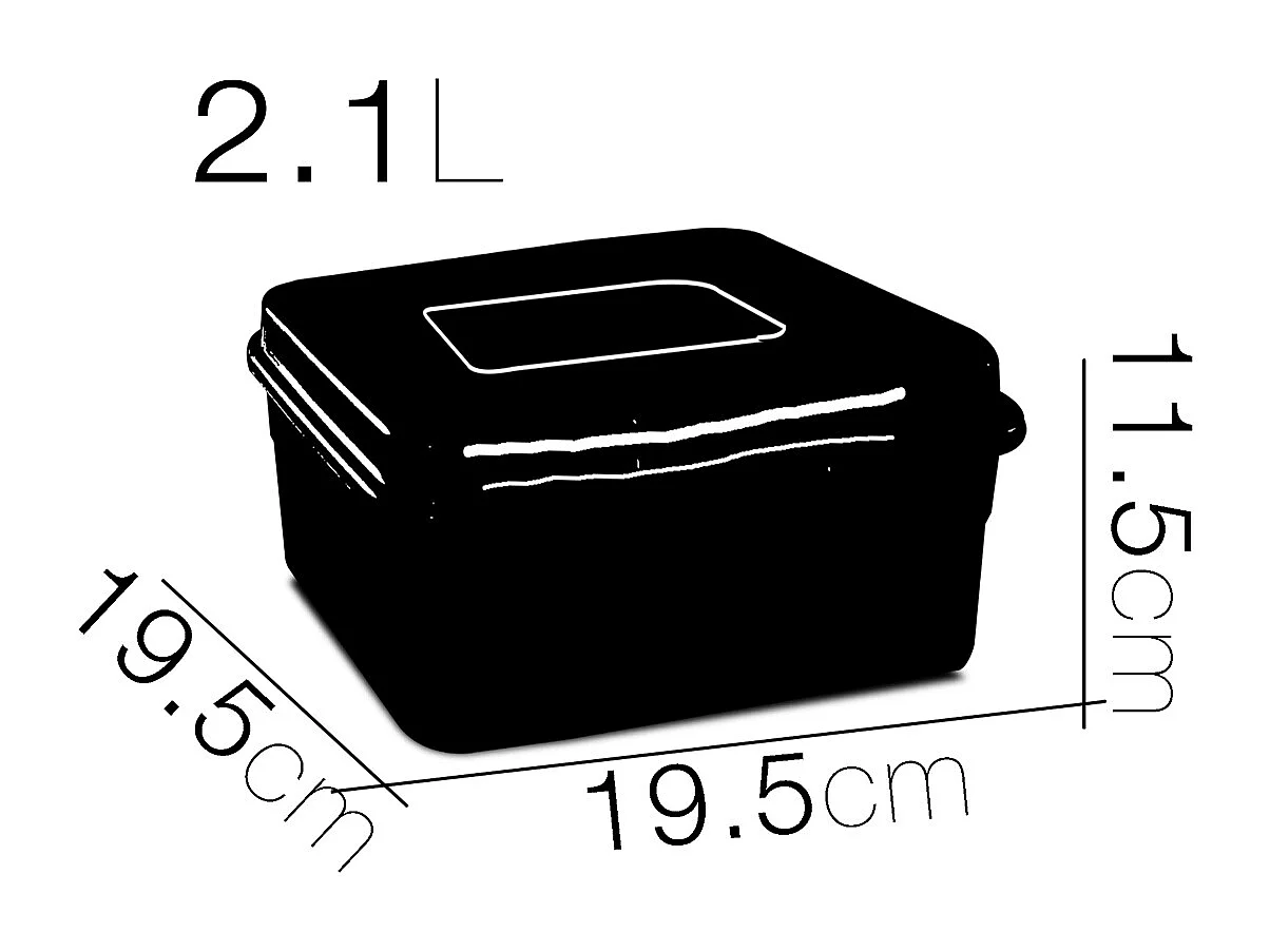 Lot de 12 boîte de conservation carrée avec couvercle, récipient alimentaire, capacité 2.1 L - Longueur 19.5 x Profondeur 19.5 x Hauteur 11.5 cm