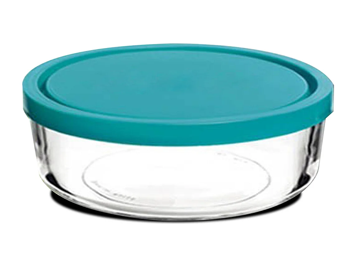 Lot de 6 boîte de conservation rond avec couvercle hermétique, frigoverre en verre - Diamètre 15 x Hauteur 6.5 cm