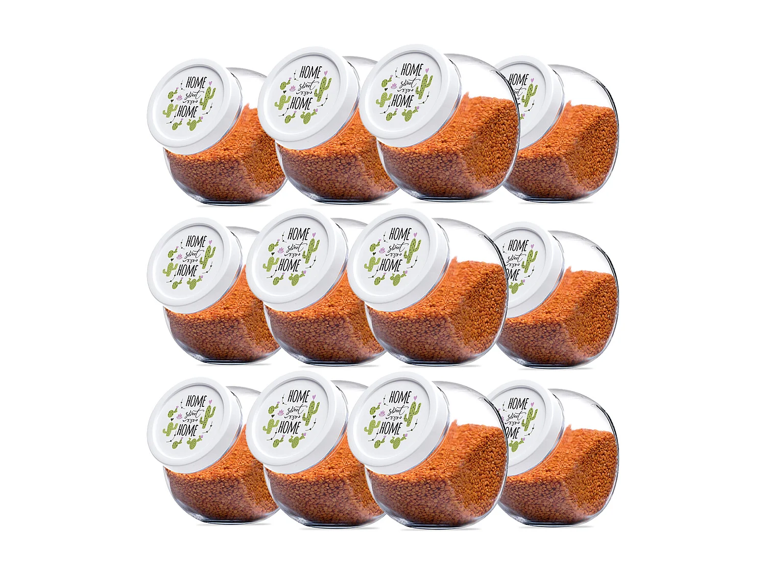 Lot de 12 bocals à bonbons bocal en verre avec couvercle pot de conservation -Diamètre 10.5 x Hauteur 16 cm